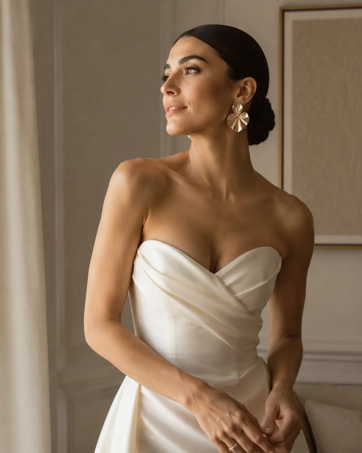 Porträt der Braut Paula mit tiefem Chignon